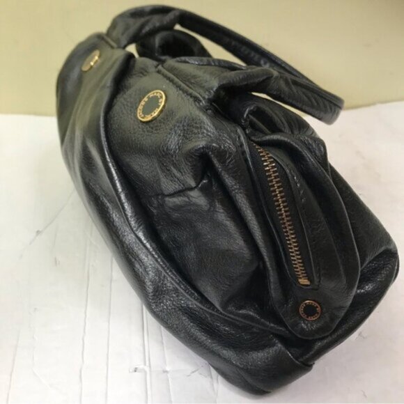 Marc By Marc Jacobs Black Pebble Leather Satchel Bag Shoulder Zipper Logo Hobo - Picture 13 of 16